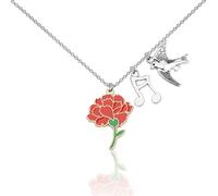 UJIMS Hadestown Musical Inspired Gift Musical Red Flower Pendant Necklace Musical Theater Fans Jewelry, Stainless Steel, No Gemstone