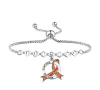 UJIMS Multiple Sclerosis Awareness Gift Orange Ribbon Bracelet ADHD Awareness Self Injury Jewelry for MS Warrior, Standard, Stainless Steel, stainless-steel