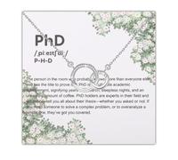 UJIMS PHD Graduation Gifts for Women Doctor Of Philosophy Pendant Necklace Doctorate Degree Gift PHD Retire Gift, 1, Stainless Steel, Rhinestone