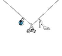 UJIMS Princess Cinderella Inspired Gifts Glass Slipper Necklace Fairy Tales Fans Jewelry for Women Princess Fan Gifts, Stainless Steel, Rhinestone
