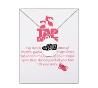 UJIMS Tap Dancer Gift Tap Dancing Shoes Pendant Necklace Dance Teacher Gift Dance Lover Gift Dance Recital Gift Ballerina Dance Gift, 1, Stainless Steel, Rhinestone