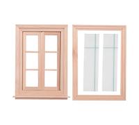 Ujjdwiurgh 1:12 Dollhouse Miniature Double Window Wooden 6 Pane Frame and Glass Plate Doll House Diy Double Window Accessories for Doll House Decoration