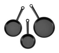 Ujjdwiurgh 1/12 Scale 3pcs Dollhouse Miniature Metal Frying Pans Cooking Pot Cookware Kitchen Accessory Black