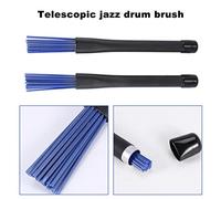 Ujjdwiurgh 1 Pair Retractable Black Handles Jazz Drum Brushes Sticks Blue Nylon 32cm