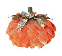 Ujjdwiurgh 1 PCS Pumpkin Wreath Pumpkin Color Fabric Pumpkin with Bows and Berries Pumpkin Garland Door Decorations Burlap Pumpkin Decor