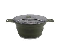 Ujjdwiurgh 1 Piece Outdoor Folding Pot Silicone Hiking Cooking Pot Portable Picnic Pot Stainless Steel Camping Cooker,Green