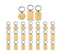 Ujjdwiurgh 1 Set Engraving Blanks Wood Blanks Unfinished Wooden Key Ring Key Tag Fit for DIY Gift Crafts