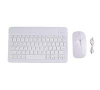 Ujjdwiurgh 10 Inch Wireless Keyboard and Mouse Rechargeable Bluetooth Keyboard and Mouse Combo Kit White