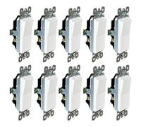 Ujjdwiurgh 10-Pack 3-Way Decorator Paddle Rocker Light Switch Grounding 15A 120V-277V 3-Wire Metal+Plastic