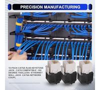 Ujjdwiurgh 10-Pack Cat6A RJ45 Jack - Cat6 Compatible -180 Degree Toolless -Ethernet Wall Jack -Cat6A Network Coupler
