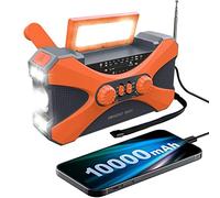 Ujjdwiurgh 10000MAh Emergency Radio, Solar Hand Crank Radio, Portable Radio with Phone Charger, LED Flashlight Orange