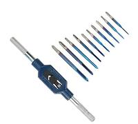 Ujjdwiurgh 10Pcs M1-M3.5 Thread Taps with Adjustable M1-M8 Wrench Machine Tap Wrench Set for Metal Working Screw Tap Drill Bit