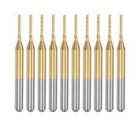 Ujjdwiurgh 10PCS Titanium Coat Carbide End Mill Engraving Milling Cutter CNC Router Bits for PCB Machine, 1/8 Inch Shank 1.1Mm