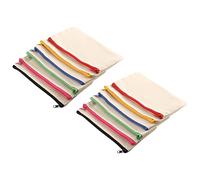 Ujjdwiurgh 12 Pack Blank Canvas Makeup Bag,Bulk Cosmetic Bags with Multi-Color Zipper,Canvas Zipper Pencil Case Pouch,DIY Craft