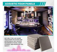 Ujjdwiurgh 12 Pack Self-Adhesive Acoustic Panels, Sound Proof Foam Panels, High Density Soundproofing Wall Panels for Home (Grey)