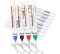 Ujjdwiurgh 12 Pcs Multipurpose Deep Hole Marker Pens, Long Head Deep Hole Marker Long Nib Scriber for Wood, Plastic, Wall, Metal