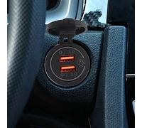 Ujjdwiurgh 12V 36W Quick Charge 3.0 Dual USB Car Charger USB Fast Charger with Switch for Boat Motorcycle Truck Sedan White