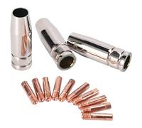 Ujjdwiurgh 13Pcs CO2 Mig Welding Torch Aircooled MB 15AK Contact Tip Holder Gas Nozzle 0.8mm Welder Shield Shroud Nozzle Tip Kit