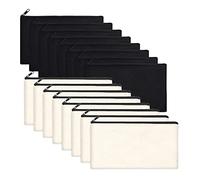 Ujjdwiurgh 16Pcs Multi-Purpose Cosmetics Bag with Zipper Canvas Makeup Pouches Toiletry Bag Pen Pencil Bag Blank DIY Craft Bag