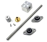 Ujjdwiurgh 1Set 200mm Length 8mm Dia Silver Vertical 2mm Lead Screw Rod & Pillow Block Mounted Bearing T8 Lead Screw Kit for 3D Printer