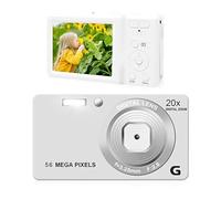 Ujjdwiurgh 2.7 Inches HD Digital Video Camera 4K 56MP Auto Focus Digital Camera 56 Million Pixel 20X Digital Zoom Camera Reusable Easy to Use White