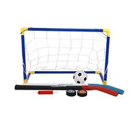Ujjdwiurgh 2 in 1 Outdoor/Indoor Kids Sports Soccer & Ice Hockey Goals with Balls and Pump Practice Scrimmage Game Football Toy Set