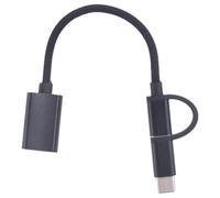 Ujjdwiurgh 2 in 1 USB 3.0 OTG Adapter Cable Type-C Micro-USB to USB 3.0 Interface Converter for Cellphone Charging Cable Line-Black