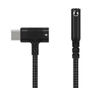 Ujjdwiurgh 2 in 1 USB C to 3.5mm Jack Audio Adapter 2 in 1 USB C Splitter PD Fast Charging Cable Type C Headphone Converter Splitter Black