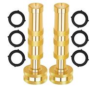 Ujjdwiurgh 2 Pack Brass Hose Nozzle High Pressure Jet Nozzles for Garden Hoses, Adjustable for Patio, Lawn
