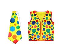 Ujjdwiurgh 2 Pack Clown Costume Set Clown Wig Nose Vest for Cheer Halloween Cosplay Parties Carnivals Dress Up