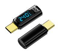 Ujjdwiurgh 2 Pack Type C Adapter with Digital Display, PD 240W USB-C Male to Female Connector Support Voltage, Current LED Display