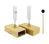 Ujjdwiurgh 2 PCS Tuning Fork 440HZ Virbration Tuning Fork Wood Color & Silver Wood+Steel for Sound Therapy, Yoga, Meditation and Relaxation