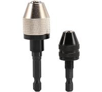 Ujjdwiurgh 2 Pieces Keyless Drill Chuck 1/4 Inch Hex Shank Keyless Drill Chuck Fast Change Adapter in 0.3-6.5 mm, 0.3-3.6 mm