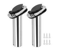 Ujjdwiurgh 2 Pieces Marine Stainless Steel Fishing Rod Holder Recessed 15 Degree with PVC Cover, Inner Tube and Washer