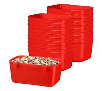 Ujjdwiurgh 20 Pieces Cage Cups Waterer Cups 18 Oz Pigeon Feeder Plastic Bird Cage Cups Hanging Bunny Feeder Red