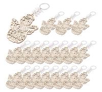 Ujjdwiurgh 20Pcs Baptism Angel Key Ring Baptism Wood Keychain Baptism Favor Baptismal Souvenirs Communion Favors for Boy or Girl