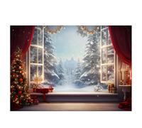 Ujjdwiurgh 210x150cm Christmas Background Cloth Christmas Window Children Photo Studio Photo Photography Backdrops,C Easy Install