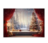 Ujjdwiurgh 210x150cm Christmas Background Cloth Christmas Window Children Photo Studio Photo Photography Backdrops,A Easy Install