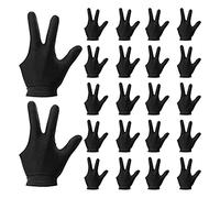Ujjdwiurgh 22 Pieces Billiard Gloves 3 Finger Cue Pool Gloves Sport Gloves for Women&Men Both Left and Right Hand,Black