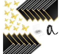 Ujjdwiurgh 24 Sheets Flower Wrapping Paper with 36PCS Gold Butterfly Decor 100 Pearl Pins, Ribbon Paper 1Set