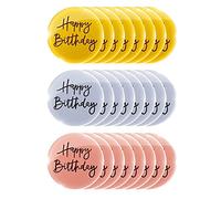 Ujjdwiurgh 24Pcs Acrylic Cake Toppers Happy Birthday Mirror Cake Disc Mini Round Engraved Cupcake Topper for DIY Cupcake Decoration