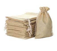 Ujjdwiurgh 25 Pcs 5.9 inch X 8 inch Natural Linen Burlap Bags with Drawstring for Gift Bags Wedding Party Favors Jewelry Pouch, Snack Sacks and DIY Craft Arts Projects