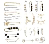 Ujjdwiurgh 25PC Pearl Brooch Pins,Brooch Pins for Women Clothing Sweater Shawl Clips Cardigan Pin Brooch for Women Dress Skirt