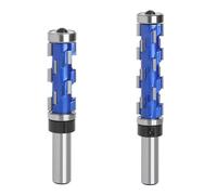 Ujjdwiurgh 2Pcs 12mm Shank Flat Trimming Router Bits Double Bearing Spiral Trimming Tool Woodworking Milling Cutter Tool for Wood