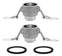 Ujjdwiurgh 2PCS Aluminum Type B Global Cam and Groove Hose Fitting,2" Plug X 2" NPT Male with 2 PCS 2" Camlock Gasket