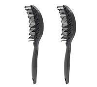 Ujjdwiurgh 2Pcs Curved Vent Brush, Barber Blow Drying Brush with Nylon Detangling Pins, Anti-Static Black White Two Color Detangle
