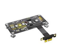 Ujjdwiurgh 3 in 1 M.2(NGFF) NVME M-Key SSD to PCIE 1X Extension Cable with Cooling Fan and Automatic Discoloration LED(10cm)