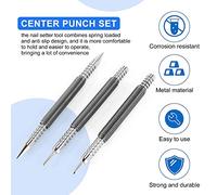 Ujjdwiurgh 3 Pcs Nail Set and Hinge Pin Tool Center Punch Spring Loaded Nail Set for Door 1/32 Inch 1/16 Inch Dual Head, 1/8 Inch