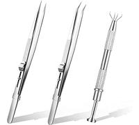 Ujjdwiurgh 3 Pieces Stainless Steel Pick Up Tool Diamond Claw Tweezers for Small Parts Pickup, for Ic Chips Gems Jewelry Tool