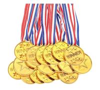 Ujjdwiurgh 30 Pack Gold Plastic Winner Medals Award Medals for Kids - Perfect for Sports, Competition and Party Favors